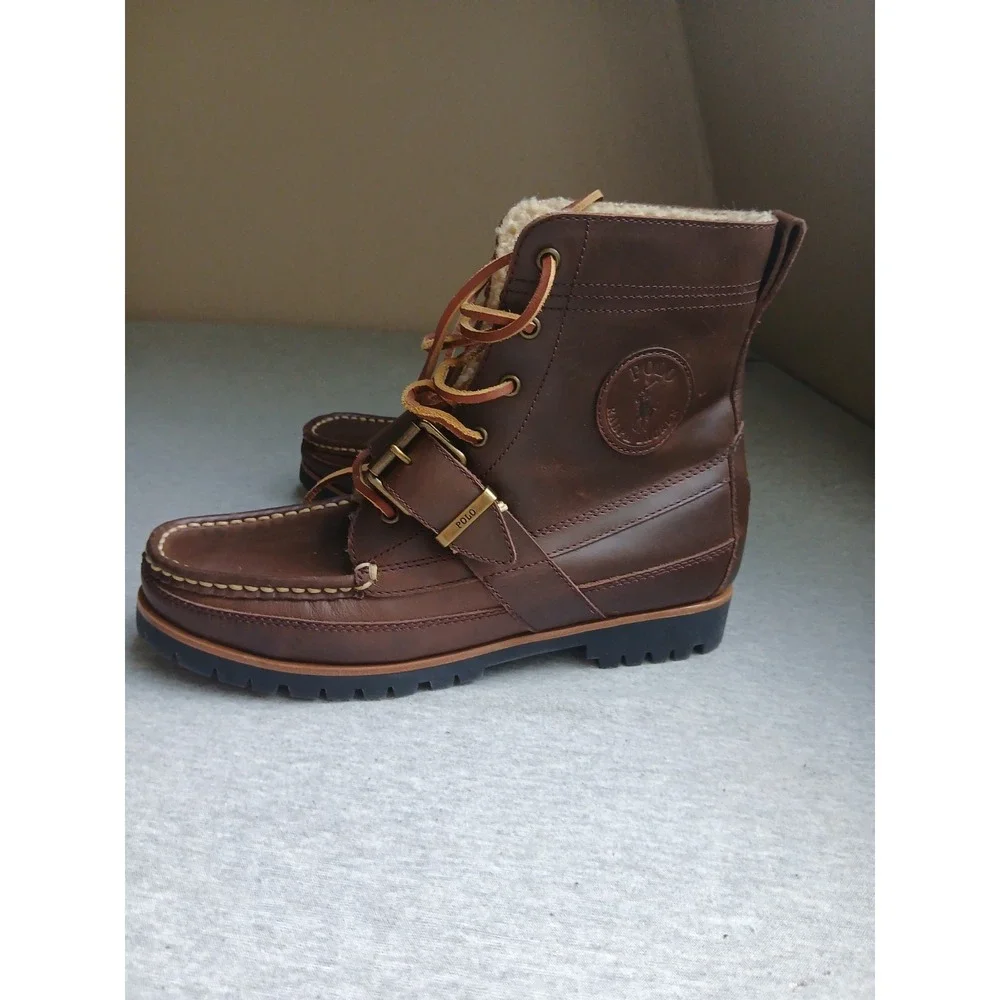 Ralph Lauren Boots Mens 7 Polo Country Ranger Leather Lace Up Moc Toe New